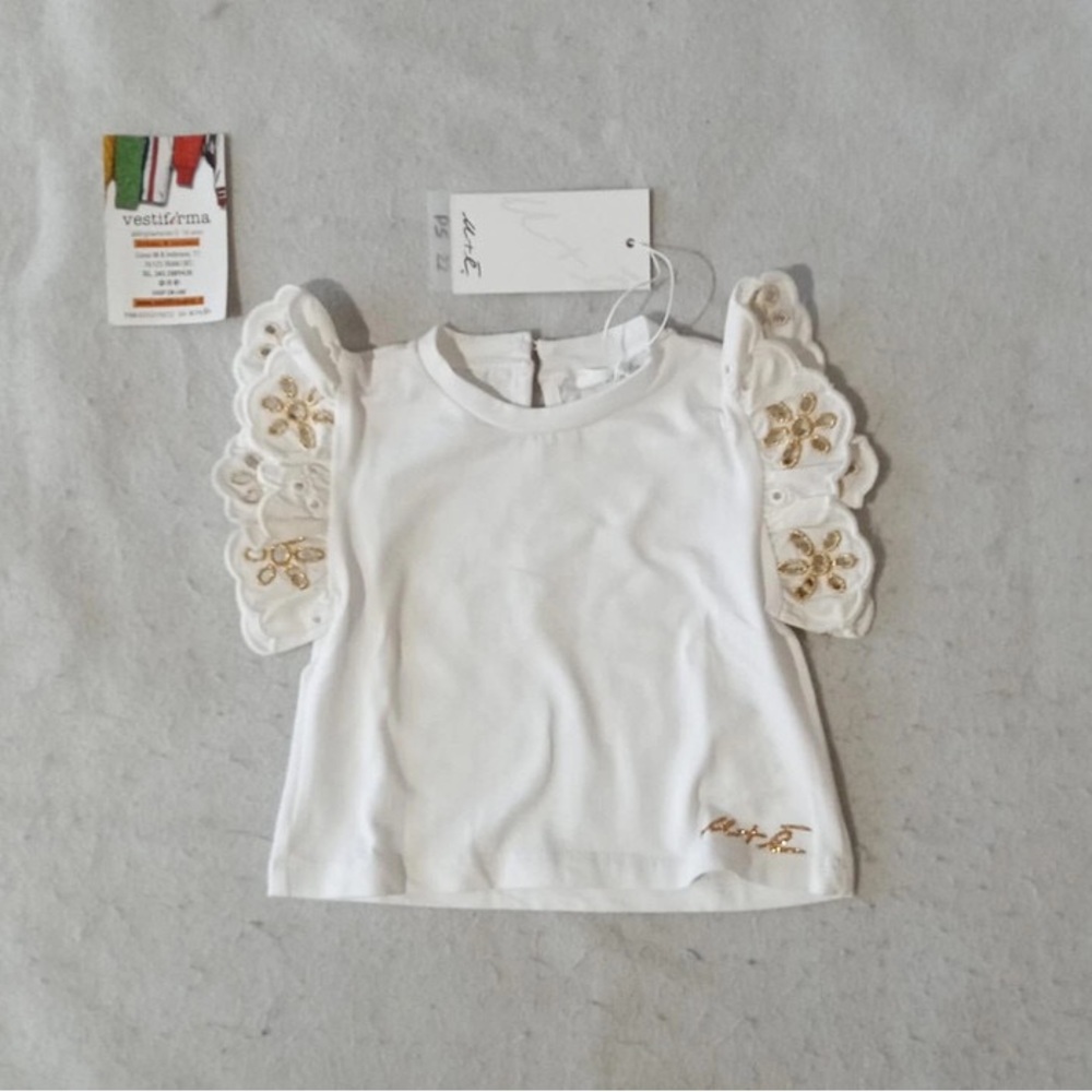 White Kids Top with Lace Sleeves